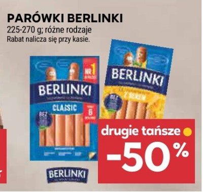 Parówki Berlinki 225-270g różne rodzaje promocja w Stokrotka