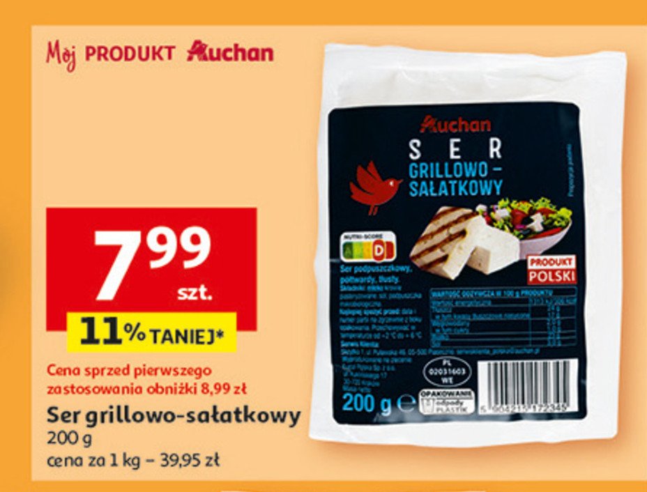 Ser grillowo-sałatkowy Auchan różnorodne (logo czerwone) promocja