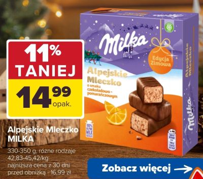 Alpejskie Mleczko Milka o smaku czekoladowo-pomarańczowym promocja w Carrefour