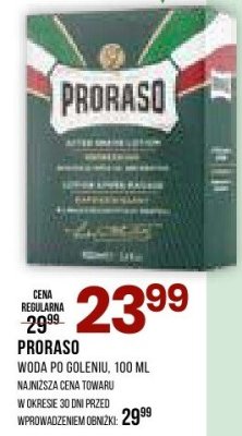 Woda po goleniu Proraso, 100 ml promocja w Drogerie Natura