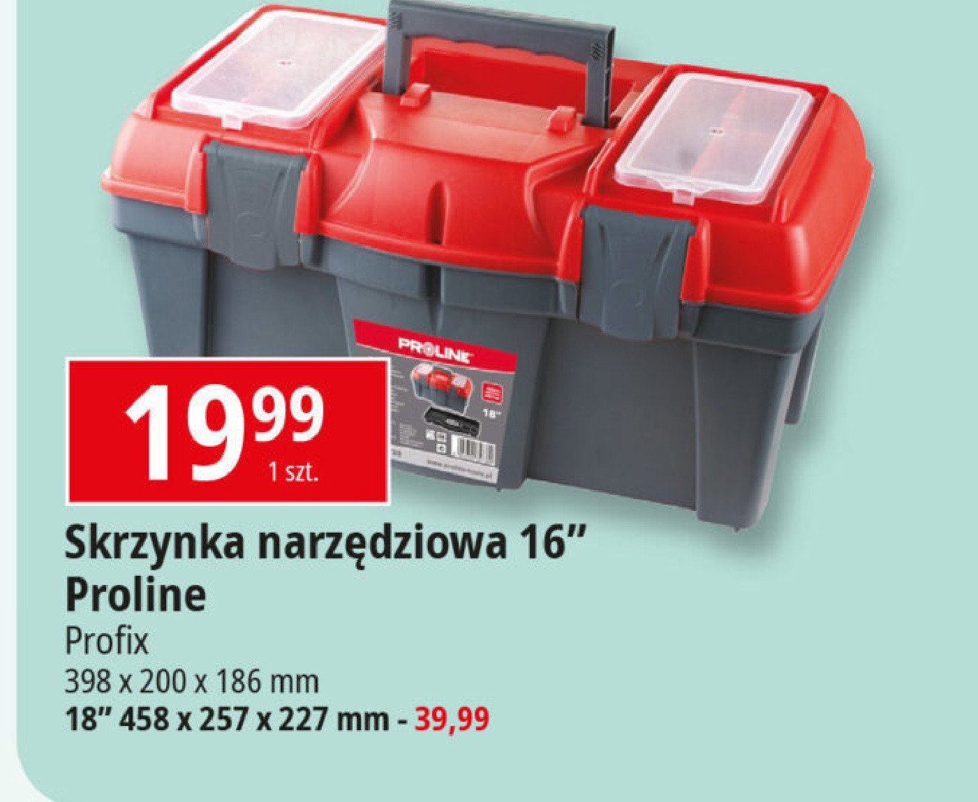 Skrzynka na narzędzia 16'' z klamrą plastikową Proline promocja