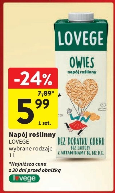 Napój owsiane Sante i love vege promocja