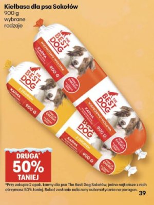 Kiełbasa dla psa Sokołów The Best Dog promocja w Delikatesy Centrum