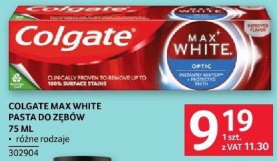Pasta do zębów COLGATE MAX WHITE PASTA DO ZĘBÓW 75 ML promocja w Selgros