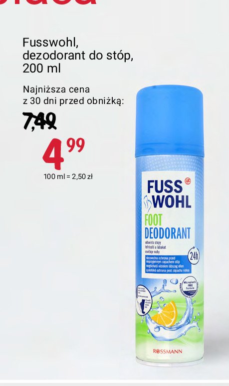 Dezodorant do stóp FUSSWOHL WELLNESS promocja