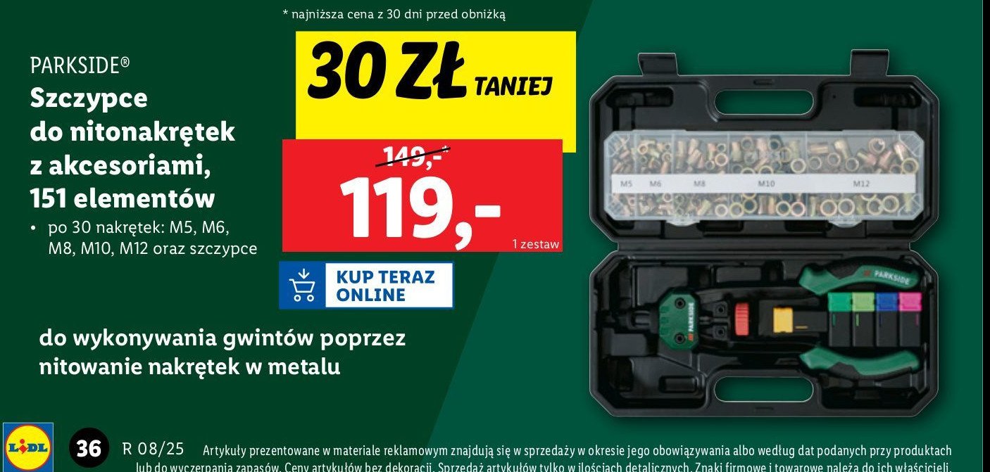 Zestaw do nitowania nakrętek Parkside promocja w Lidl