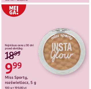 Rozświetlacz 101 golden glow Miss sporty insta glow promocja w Rossmann