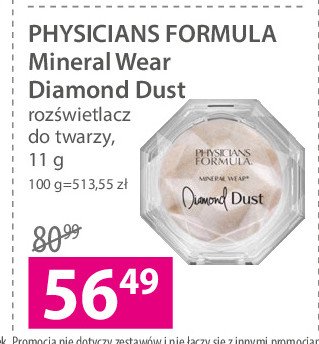 Rozświetlacz do twarzy Physicians formula mineral wear diamond dust promocja