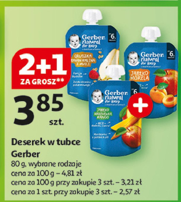 Deserek jabłko-gruszka-malina-jagoda Gerber promocja w Auchan