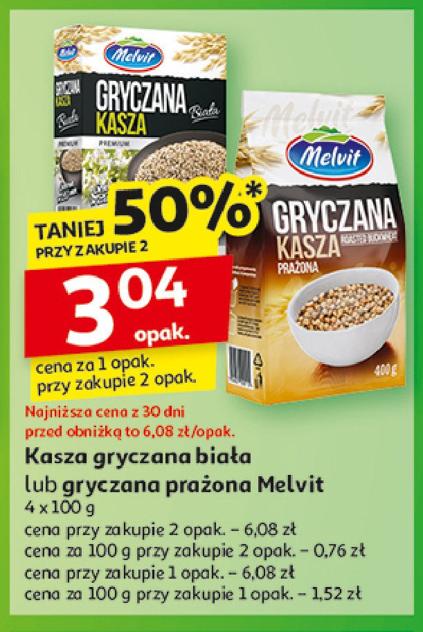 Kasza gryczana prażona Melvit promocja w Auchan