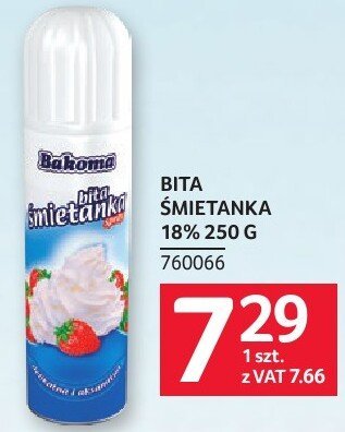 Śmietanka Bakoma bita 18% 250g promocja w Selgros