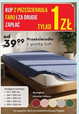 Prześcieradło z gumką Soft różne wymiary i kolory promocja w Biedronka