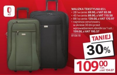 Walizka tekstylna 65 l promocja w Selgros