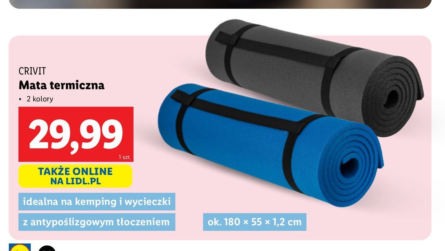Mata termiczna 180 x 55 cm Crivit promocja w Lidl