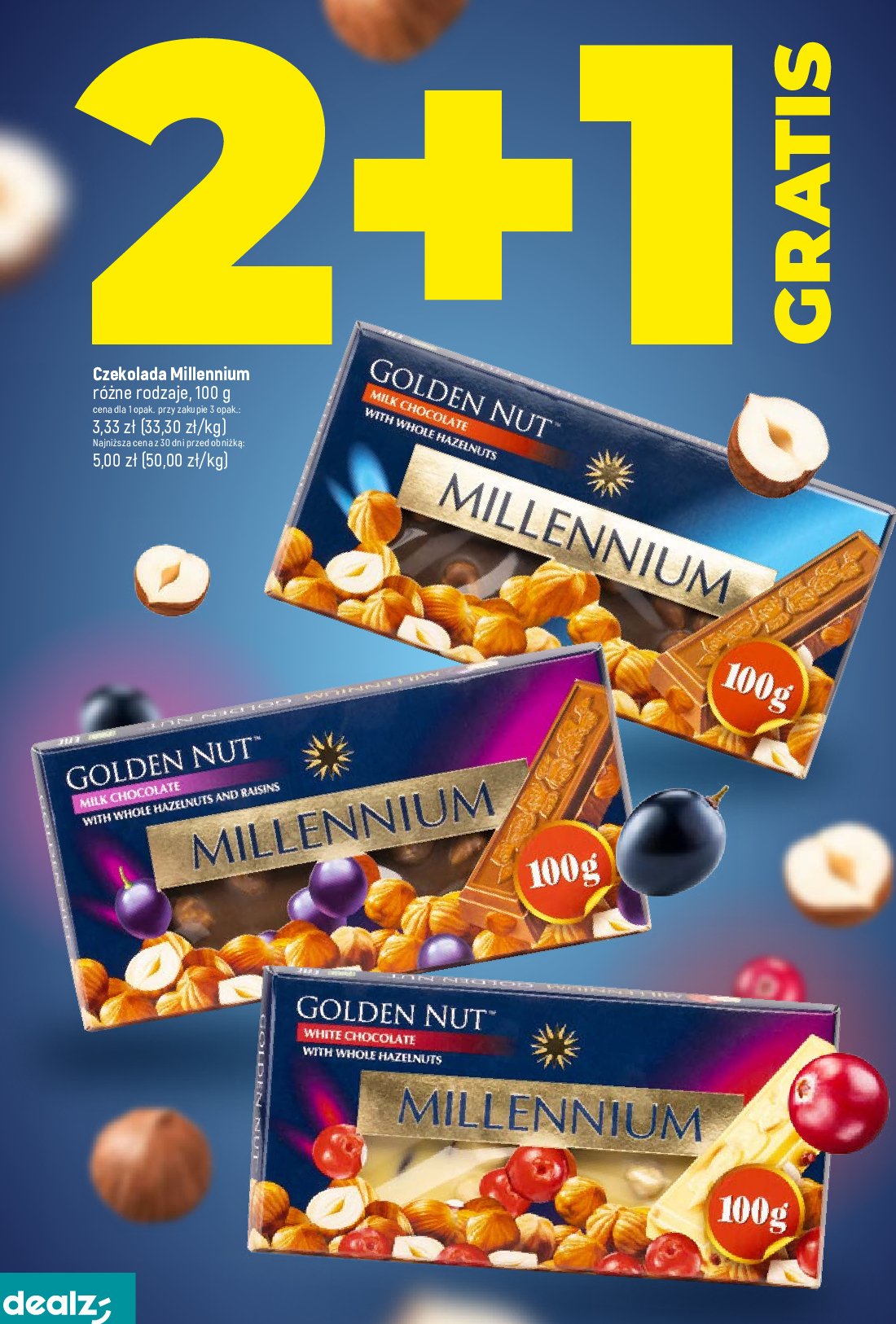 Czekolada golden nut milk chocolate z ca艂ymi orzechami Millennium promocja