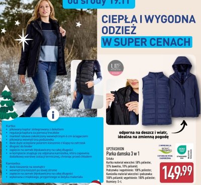 Parka damska 3 w 1  promocja w Aldi