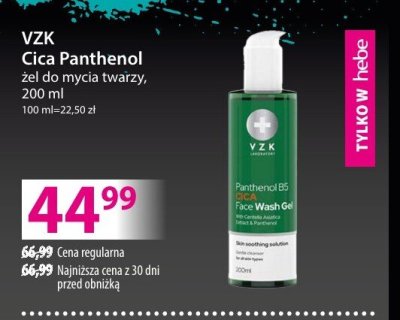 Żel VZK Cica Panthenol do mycia twarzy promocja w Hebe