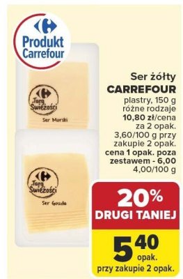 Ser żółty CARREFOUR plastry promocja w Carrefour