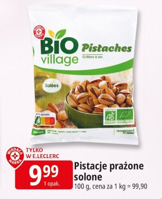 Pistacje prażone solone Bio Village promocja w Leclerc