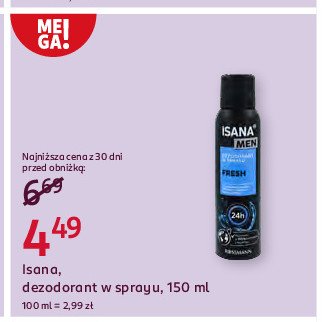 Dezodorant fresh Isana for men promocja w Rossmann