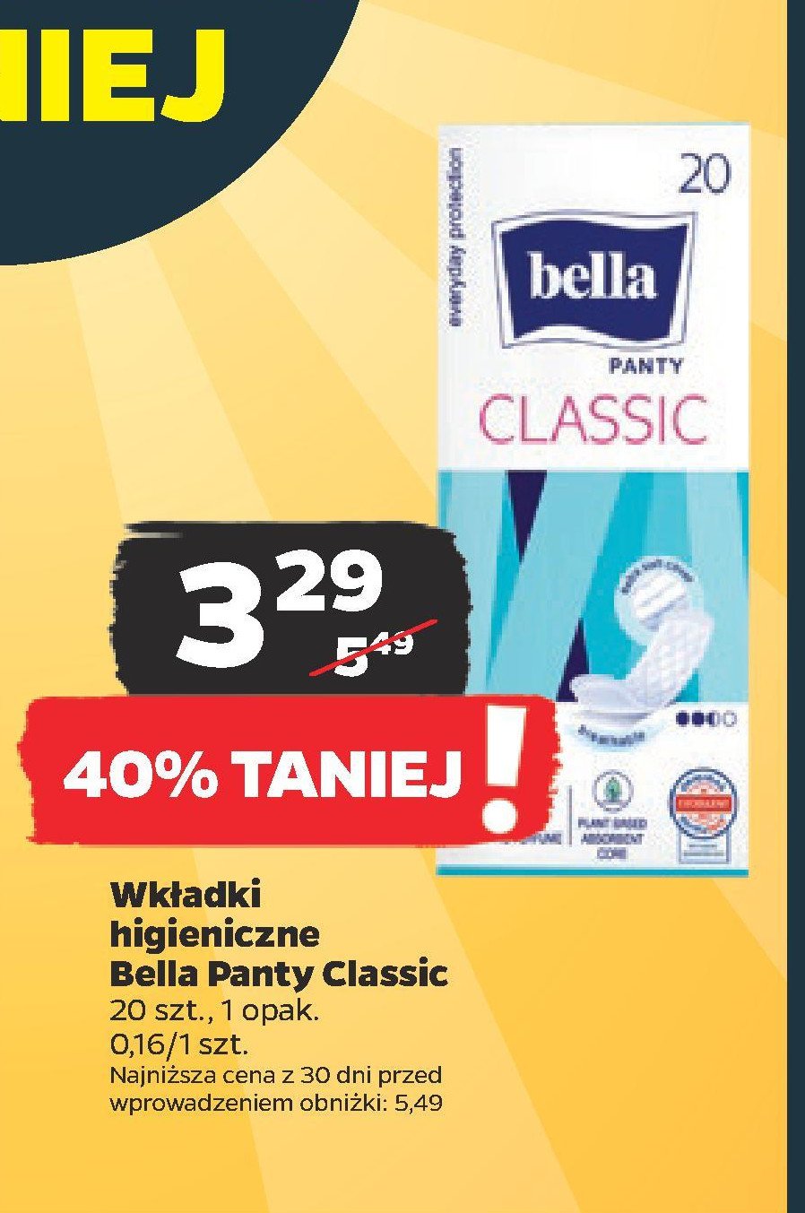 Wkładki higieniczne Bella panty classic promocja