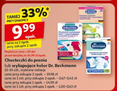 Chusteczki do prania lub wyłapujące kolor Dr. Beckmann 15-24 szt., wybrane rodzaje promocja w Auchan