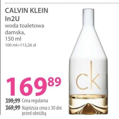 Woda toaletowa CALVIN KLEIN In2U damska promocja w Hebe