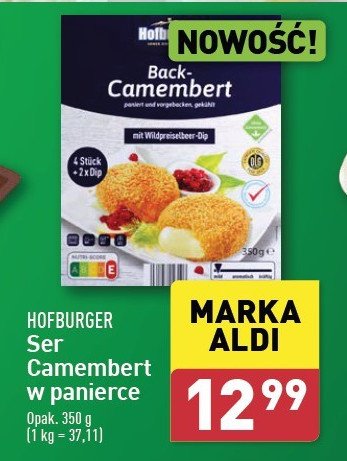 Ser camembert panierowany Hofburger promocja w Aldi