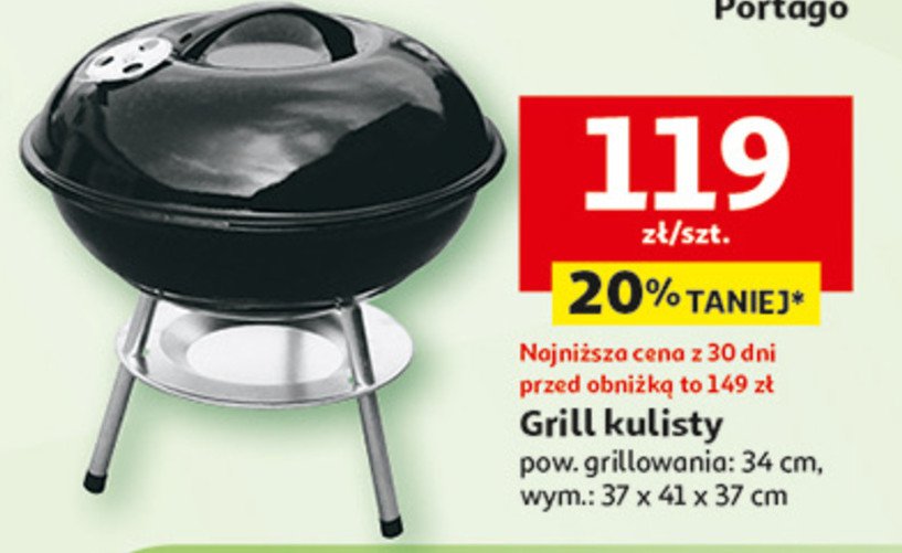 Grill kulisty 34 cm promocja w Auchan