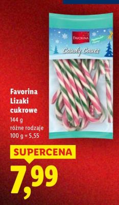 Lizaki cukrowe Favorina Candy Canes promocja w Lidl