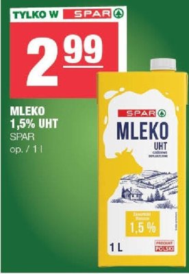Mleko 1,5% UHT SPAR promocja w SPAR