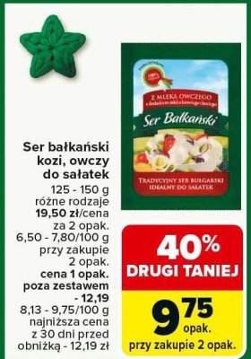 Ser bałkański kozi, owczy do sałatek promocja w Carrefour Market