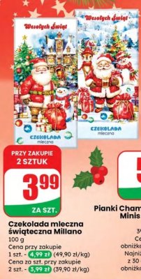 Czekolada mleczna świąteczna Miliano promocja w Dino