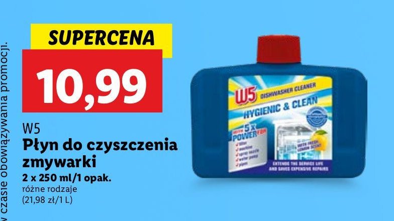 Płyn czyszczący do zmywarek W5 promocja