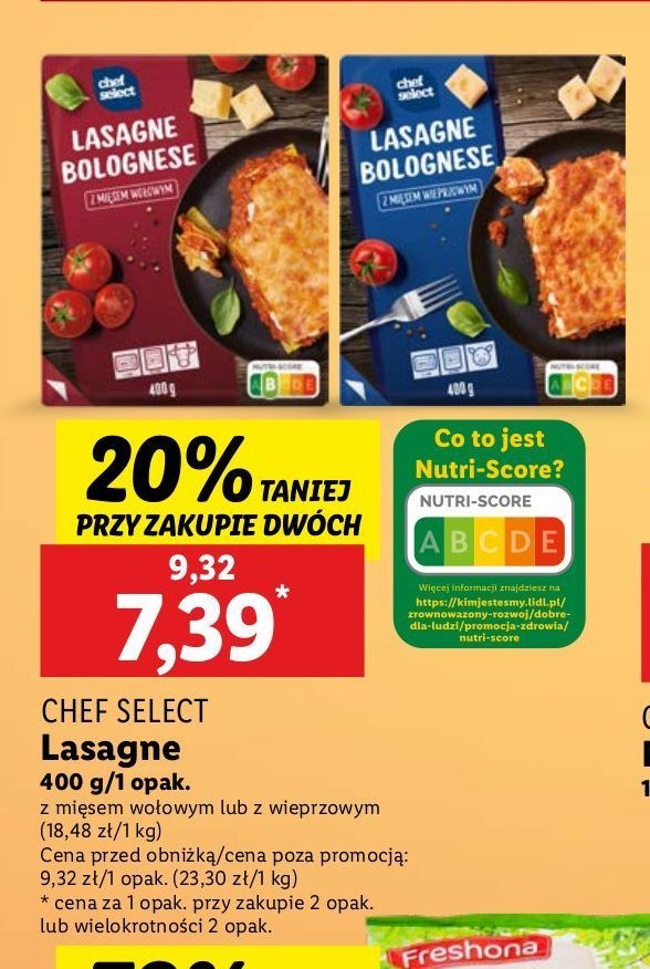 Lasagne bolognese z mięsem wieprzowym Chef select promocja