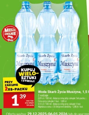 Woda Skarb Życia Muszyna, 1,5 l promocja w Twój Market