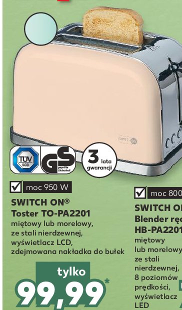 Toster to-pa2201 Switch on promocje