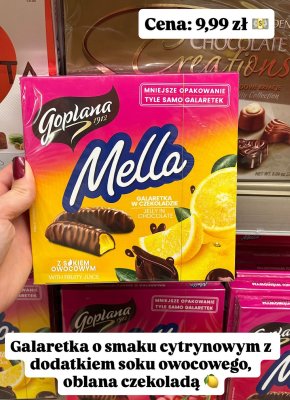 Galaretka Mella z sokiem owocowym w czekoladzie, smak cytrynowy promocja w Intermarche