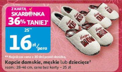 Kapcie damskie, męskie lub dziecięce promocja w Auchan