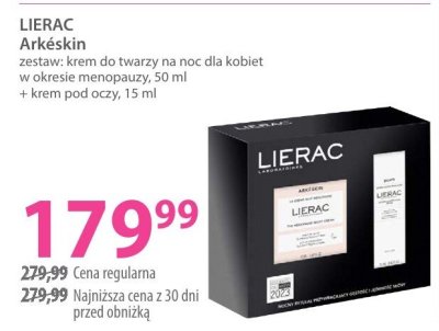 Zestaw LIERAC Arkéskin krem do twarzy na noc dla kobiet w okresie menopauzy 50 ml + krem pod oczy 15 ml promocja w Hebe