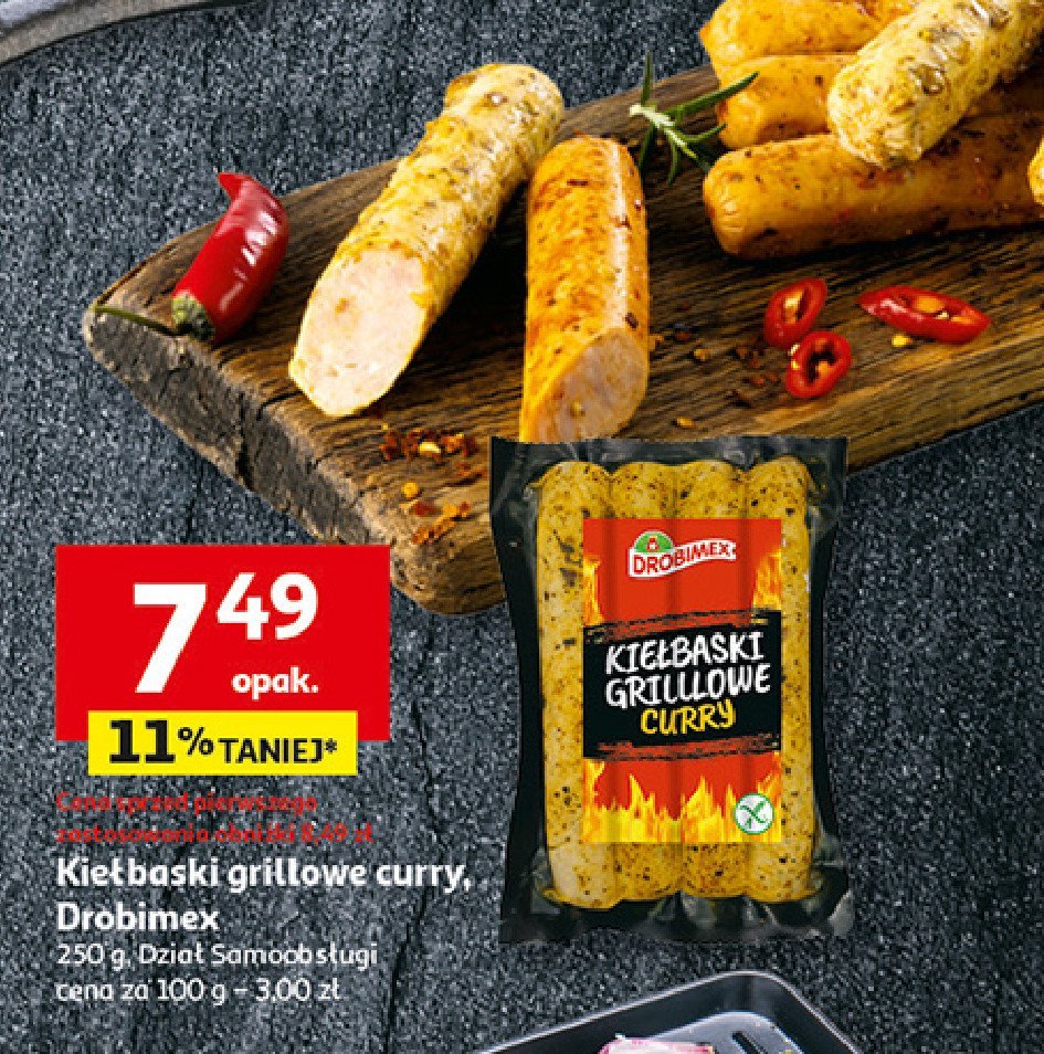 Kiełbaski grillowe curry Drobimex promocja