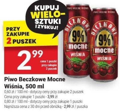 Piwo Beczkowe Mocne Wiśnia 500ml promocja w Twój Market