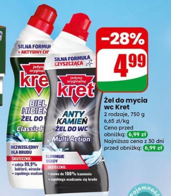 Żel do mycia wc classic fresh Kret promocja w Dino