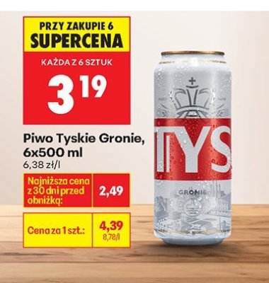 Piwo Tyskie Gronie, 6x500 ml promocja w Biedronka