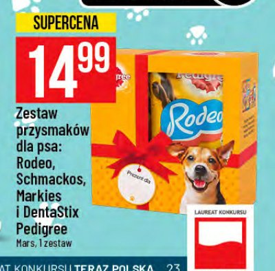 Zestaw w pudełku przysmak dla psa rodeo 123 g + schmackos 86 g + markies 150 g + dentastix 77 g Pedigree zestaw promocja