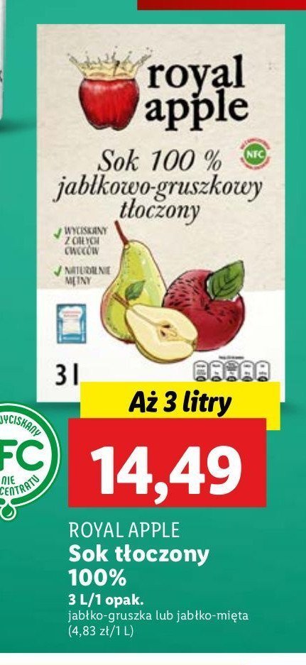 Sok jabłko-gruszka Royal apple promocja