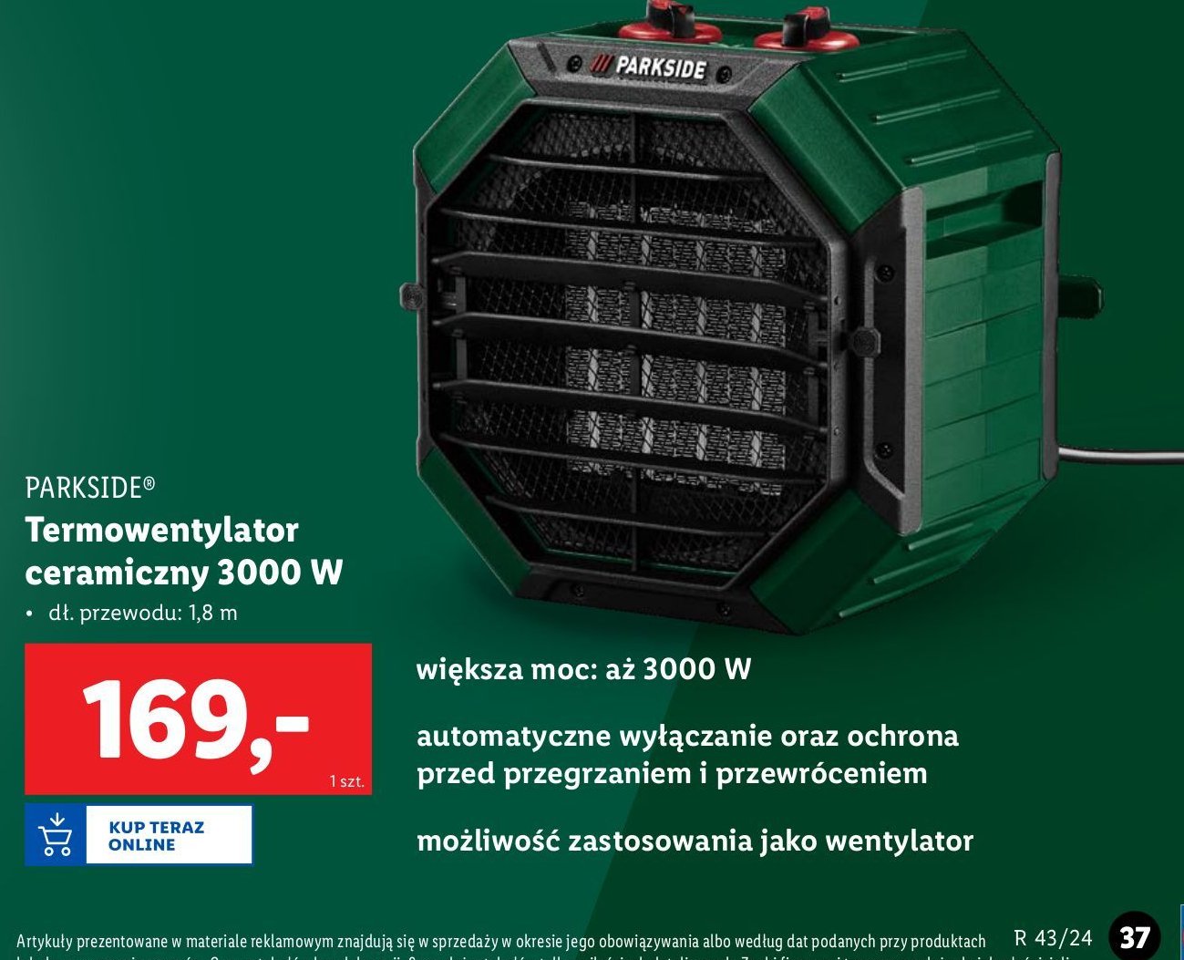 Termowentylator ceramiczny 2000 w Parkside promocja