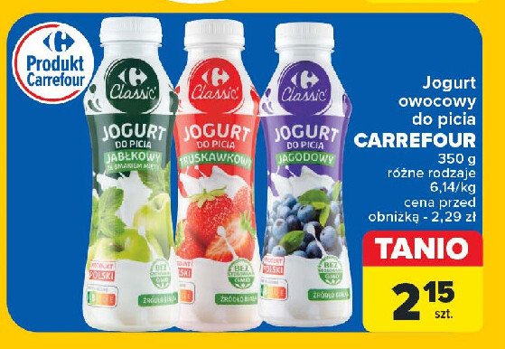 Jogurt truskawkowy Carrefour classic promocja