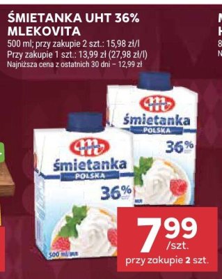 Śmietanka UHT 36% Mlekovita promocja w Stokrotka