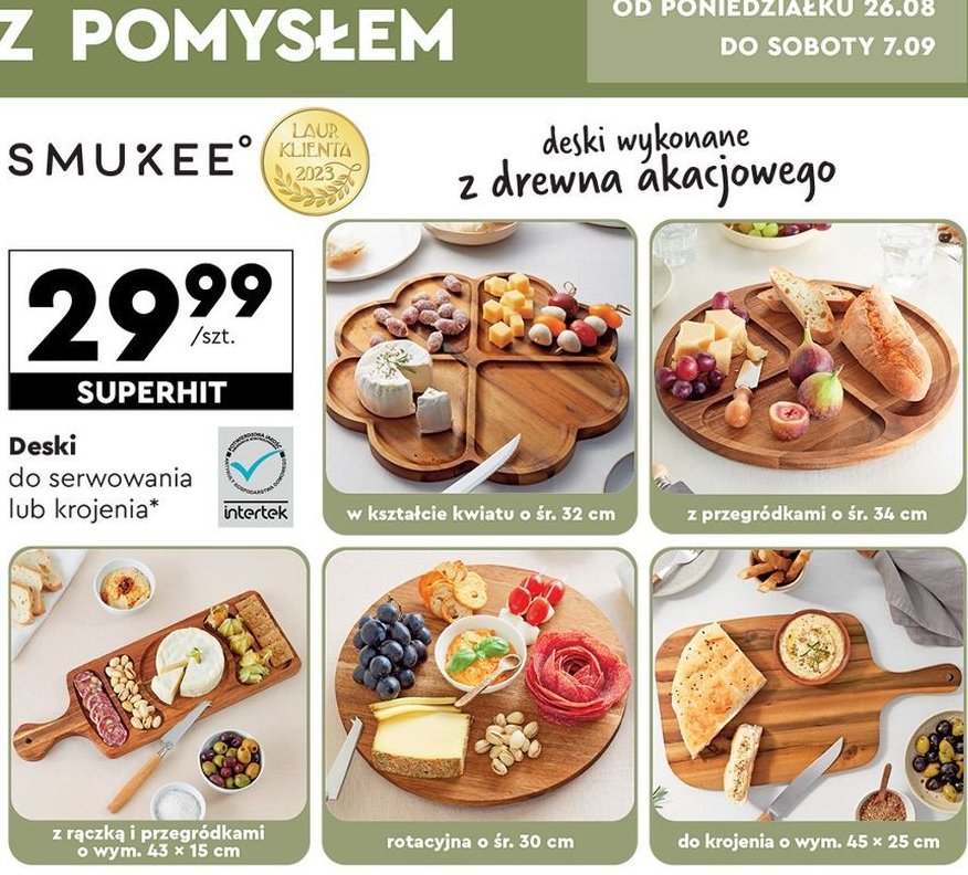 Deska z rączką i przegródkami 43 x 15 cm Smukee promocja